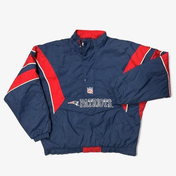 Vintage 90s New England Patriots Jacket Mens XL Blue Red NFL Football Starter - Picture 1 of 13